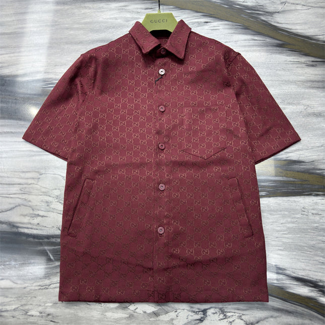 Gucci 2025ss Burgundy Gg Overshirt – Top Version
