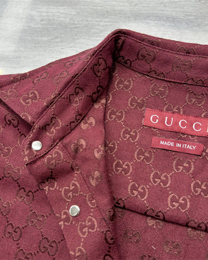 Gucci 2025ss Burgundy Gg Overshirt – Top Version