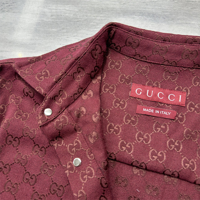 Gucci 2025ss Burgundy Gg Overshirt – Top Version
