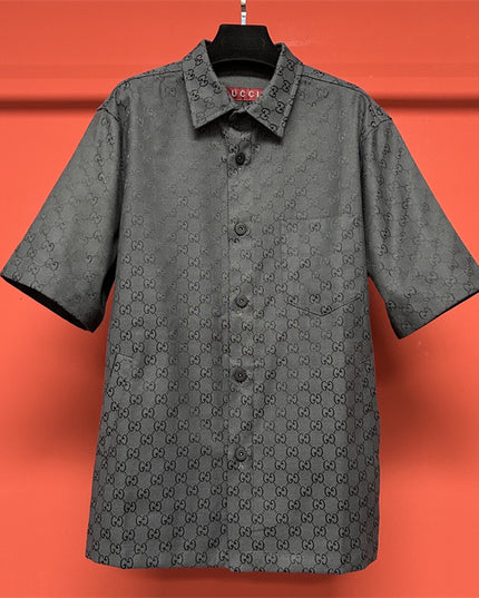 Gucci 2025ss Charcoal Gg Jacquard Short Sleeve Shirt – Top Version