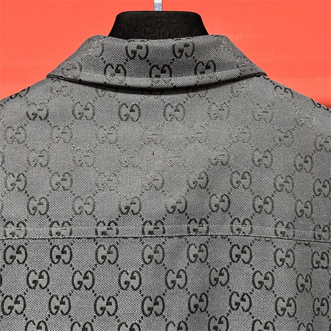 Gucci 2025ss Charcoal Gg Jacquard Short Sleeve Shirt – Top Version