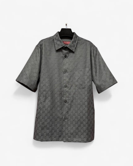 Gucci 2025ss Charcoal Gg Jacquard Short Sleeve Shirt – Top Version