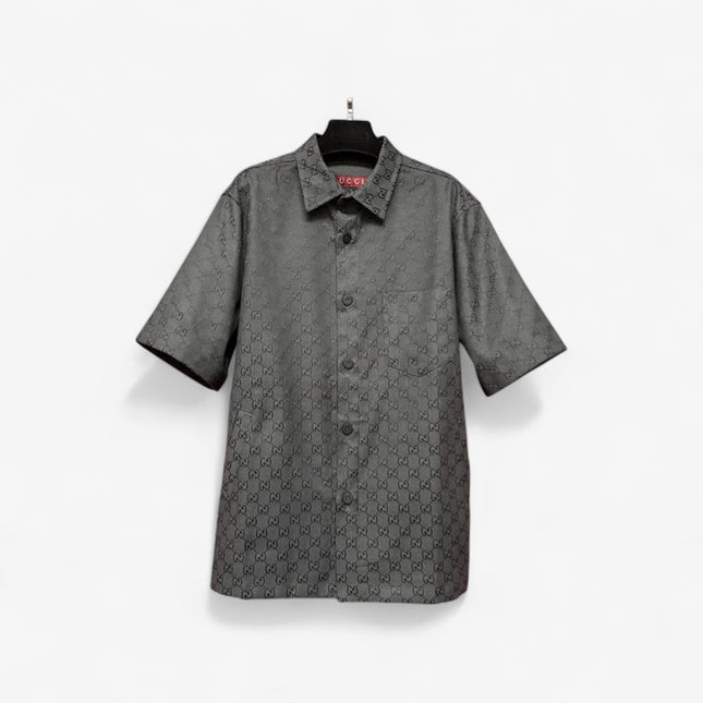 Gucci 2025ss Charcoal Gg Jacquard Short Sleeve Shirt – Top Version