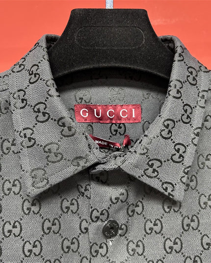 Gucci 2025ss Charcoal Gg Jacquard Short Sleeve Shirt – Top Version
