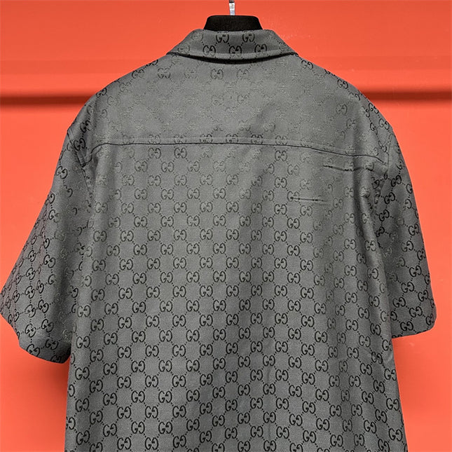 Gucci 2025ss Charcoal Gg Jacquard Short Sleeve Shirt – Top Version