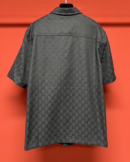 Gucci 2025ss Charcoal Gg Jacquard Short Sleeve Shirt – Top Version