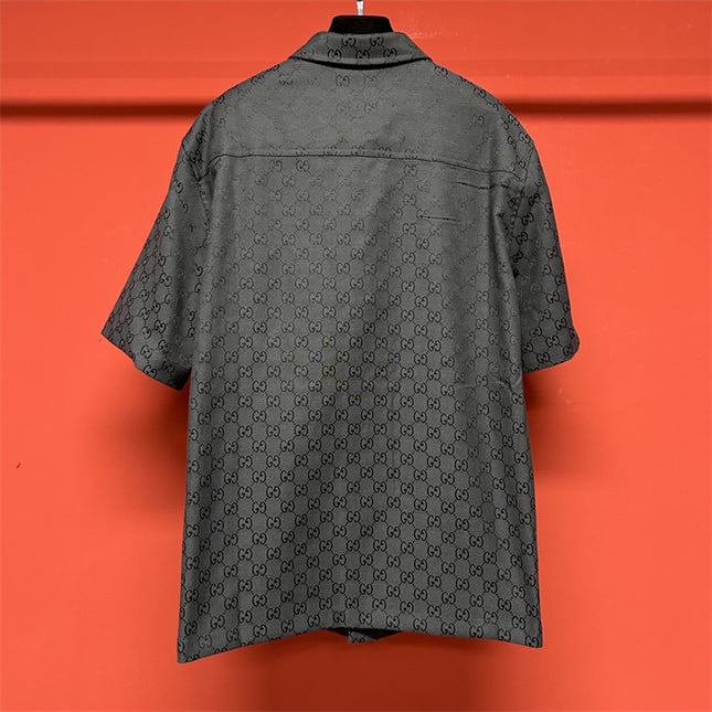 Gucci 2025ss Charcoal Gg Jacquard Short Sleeve Shirt – Top Version