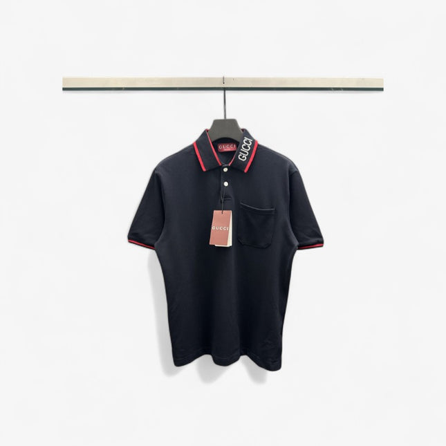 Gucci 2025ss Charcoal Navy With Cool Tone Polo Shirt