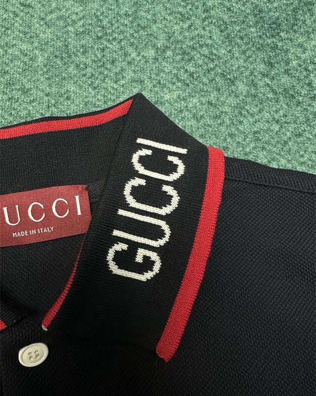 Gucci 2025ss Charcoal Navy With Cool Tone Polo Shirt