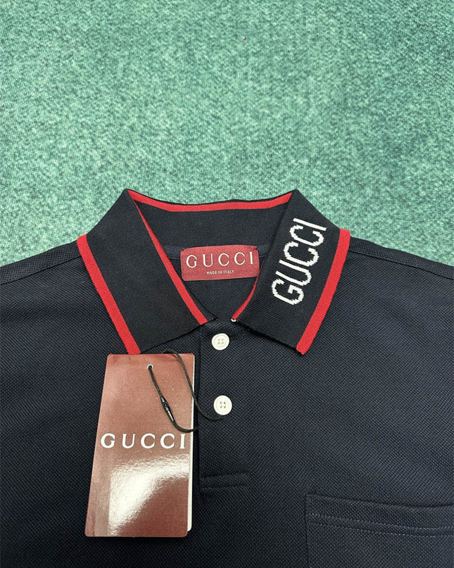 Gucci 2025ss Charcoal Navy With Cool Tone Polo Shirt