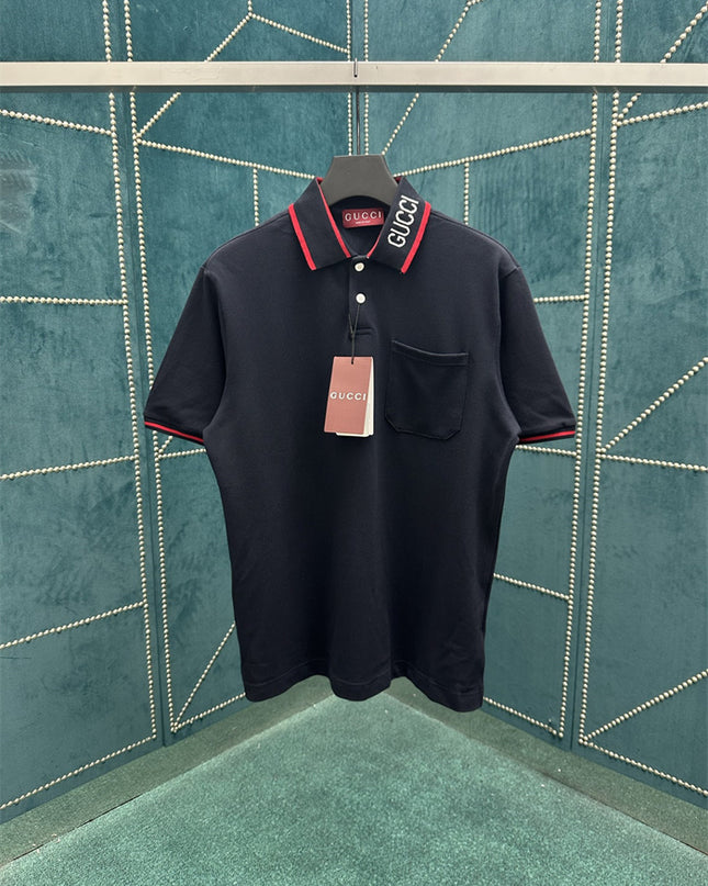 Gucci 2025ss Charcoal Navy With Cool Tone Polo Shirt