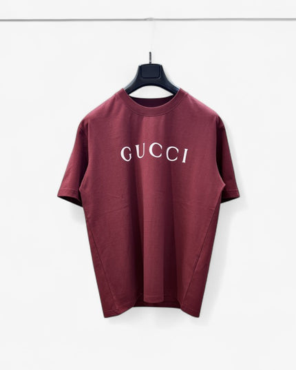 Gucci 2025ss Classic Burgundy Logo T-shirt – Top Version