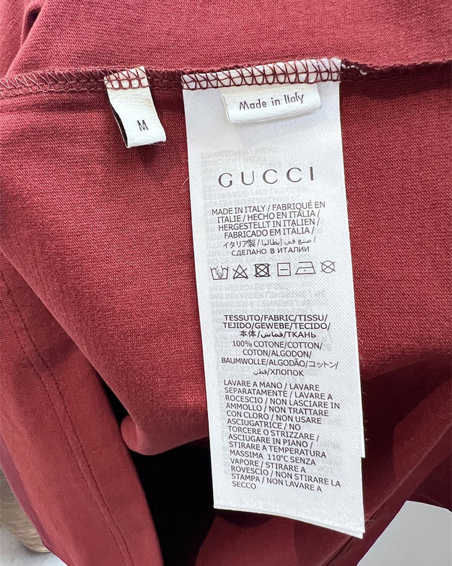Gucci 2025ss Classic Burgundy Logo T-shirt – Top Version