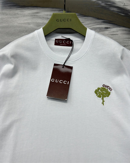 Gucci 2025ss Green Rose Crest T-shirt – Top Version