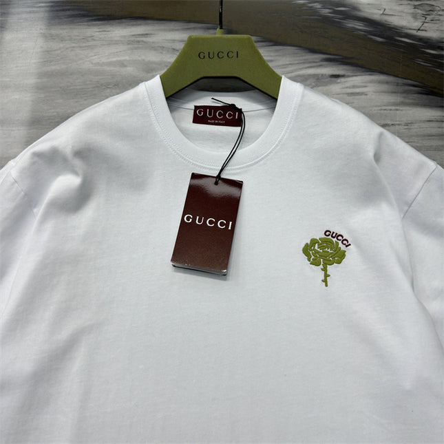 Gucci 2025ss Green Rose Crest T-shirt – Top Version