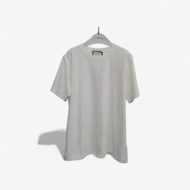 Gucci 2025ss Monogram Embossed White T-shirt – Top Version