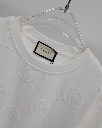 Gucci 2025ss Monogram Embossed White T-shirt – Top Version
