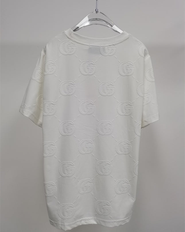 Gucci 2025ss Monogram Embossed White T-shirt – Top Version