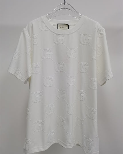 Gucci 2025ss Monogram Embossed White T-shirt – Top Version