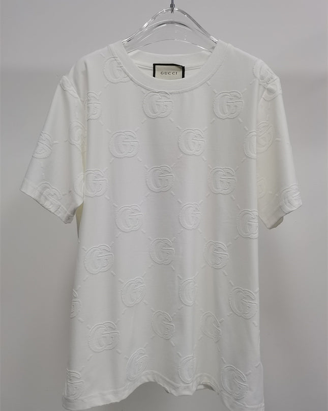 Gucci 2025ss Monogram Embossed White T-shirt – Top Version
