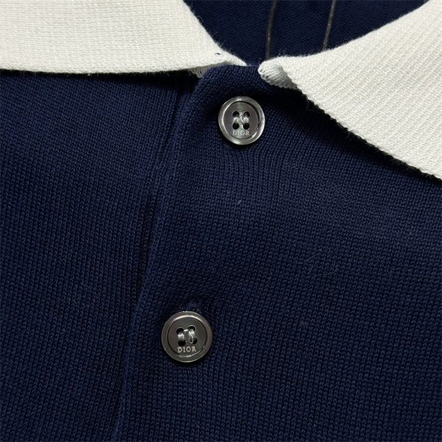 Gucci 2025ss Navy Polo Shirt with White Collar – Top Version