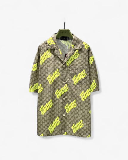 Gucci 2025ss Neon Yellow Monogram Shirt – Top Version