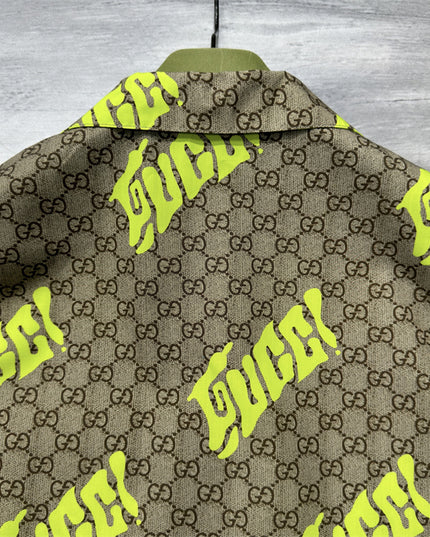Gucci 2025ss Neon Yellow Monogram Shirt – Top Version