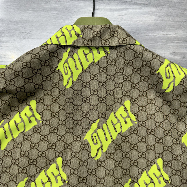 Gucci 2025ss Neon Yellow Monogram Shirt – Top Version