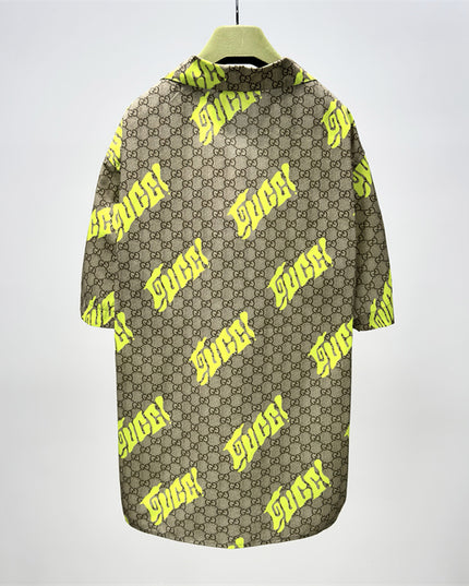 Gucci 2025ss Neon Yellow Monogram Shirt – Top Version