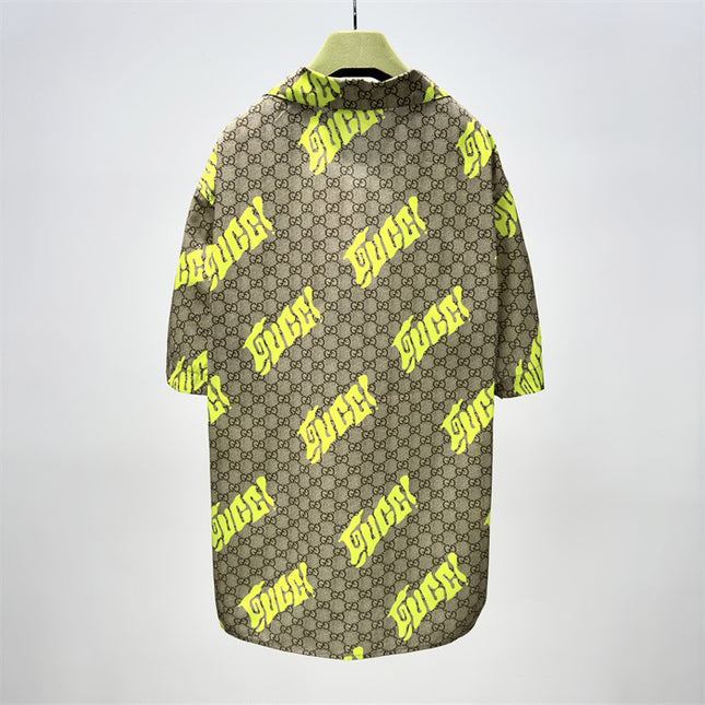 Gucci 2025ss Neon Yellow Monogram Shirt – Top Version