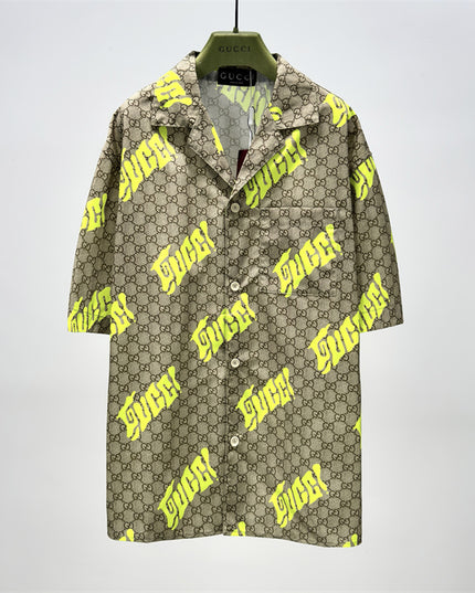 Gucci 2025ss Neon Yellow Monogram Shirt – Top Version