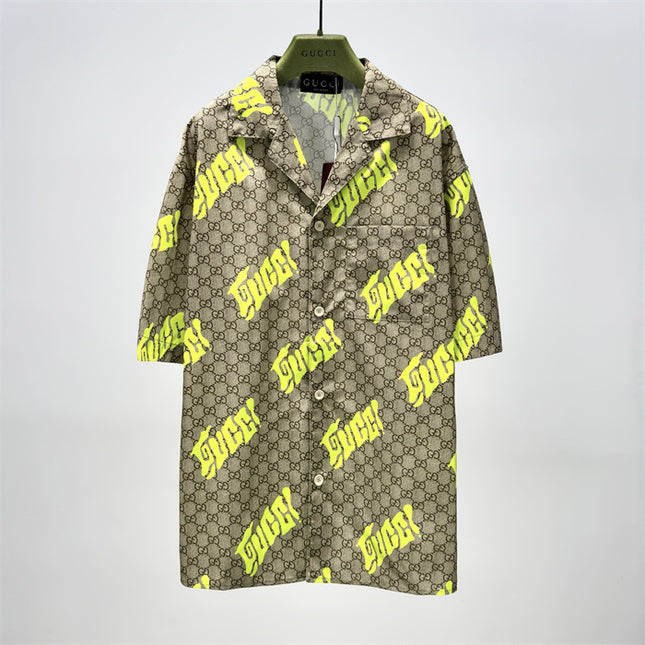 Gucci 2025ss Neon Yellow Monogram Shirt – Top Version