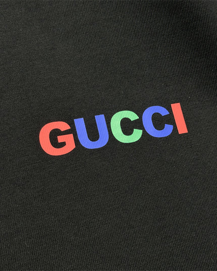 Gucci 2025ss Rainbow Micro Logo Black T-shirt – Top Version