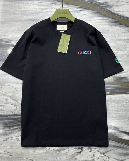 Gucci 2025ss Rainbow Micro Logo Black T-shirt – Top Version