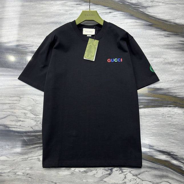 Gucci 2025ss Rainbow Micro Logo Black T-shirt – Top Version