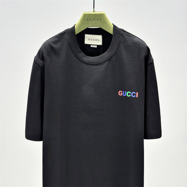 Gucci 2025ss Rainbow Micro Logo Black T-shirt – Top Version