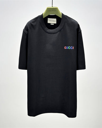 Gucci 2025ss Rainbow Micro Logo Black T-shirt – Top Version