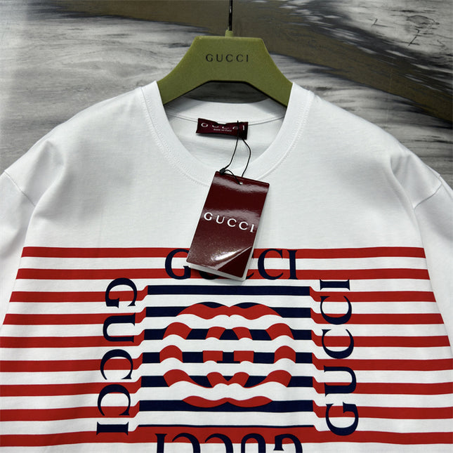 Gucci 2025ss Red Stripe Logo T-shirt – Top Version