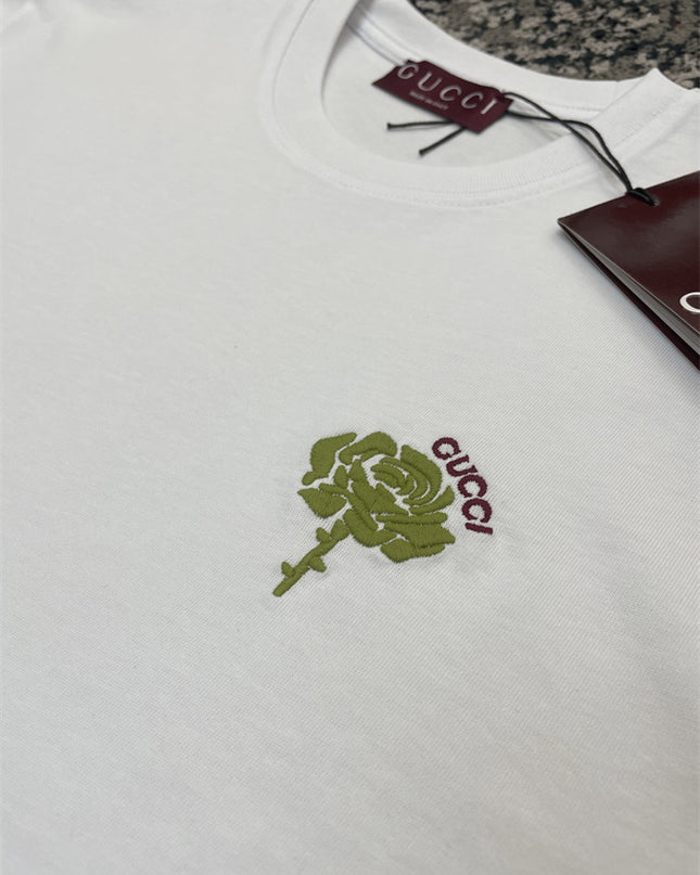 Gucci 2025ss Rose Crest Embroidered Classic T-shirt – Top Version