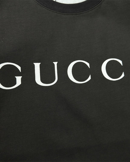 Gucci 2025ss Vintage Logo Printed Cotton-jersey Black T-shirt