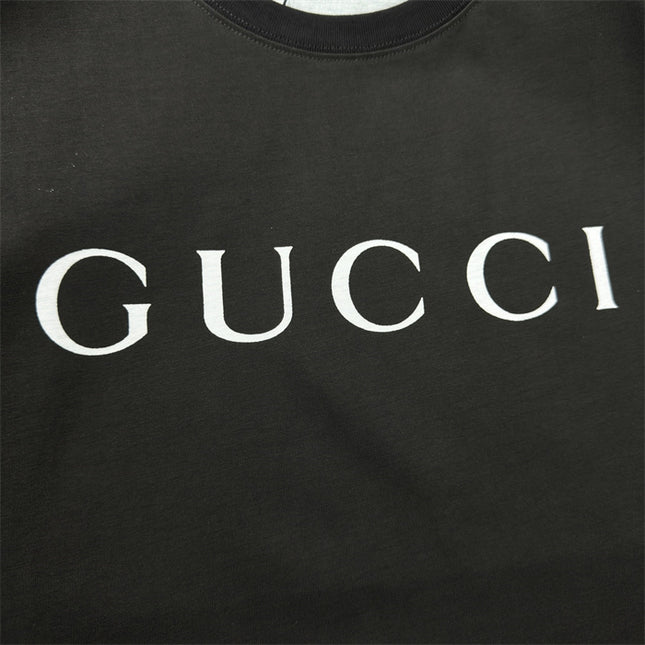 Gucci 2025ss Vintage Logo Printed Cotton-jersey Black T-shirt