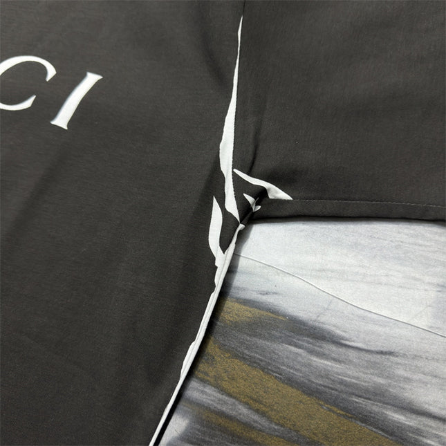Gucci 2025ss Vintage Logo Printed Cotton-jersey Black T-shirt