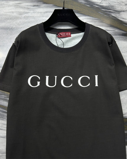 Gucci 2025ss Vintage Logo Printed Cotton-jersey Black T-shirt