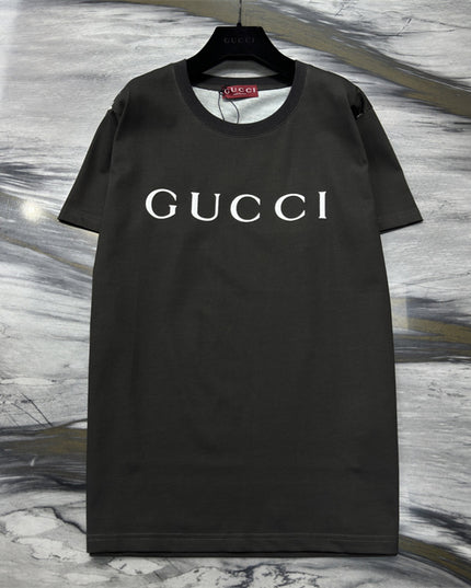 Gucci 2025ss Vintage Logo Printed Cotton-jersey Black T-shirt
