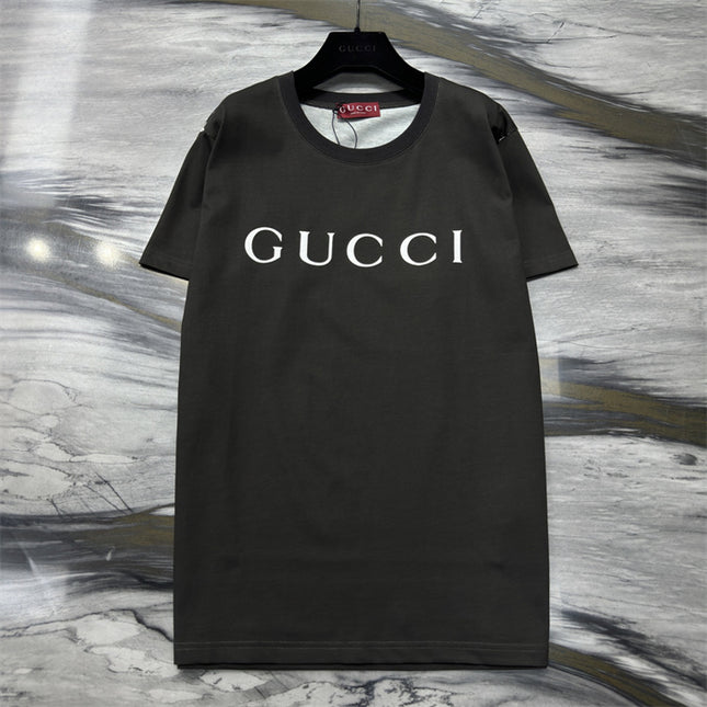 Gucci 2025ss Vintage Logo Printed Cotton-jersey Black T-shirt