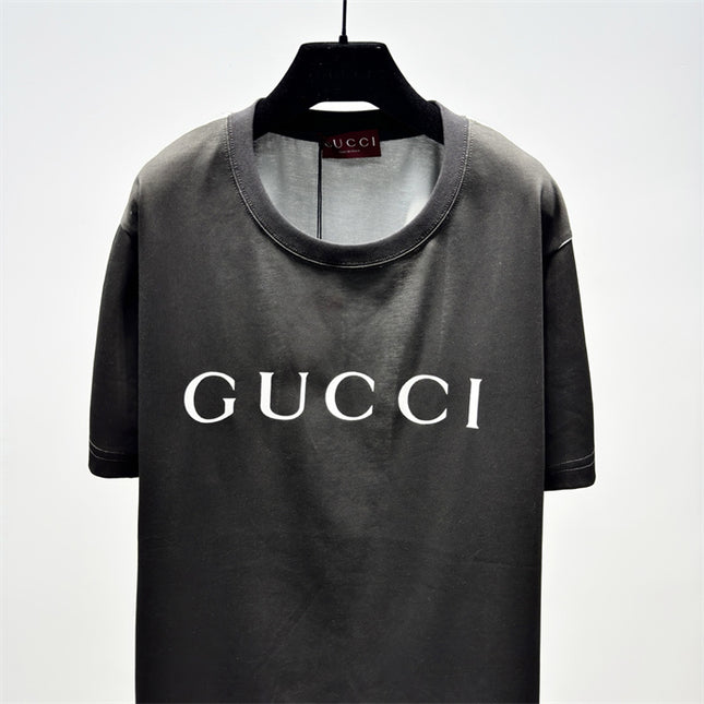 Gucci 2025ss Vintage Logo Printed Cotton-jersey Black T-shirt
