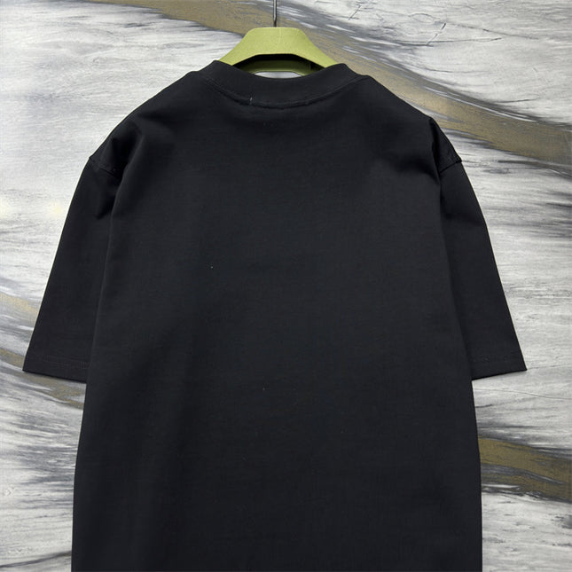 Gucci 2025ss Vintage Script Logo Design Metallic T-Shirt Black