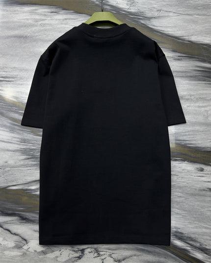 Gucci 2025ss Vintage Script Logo Design Metallic T-Shirt Black