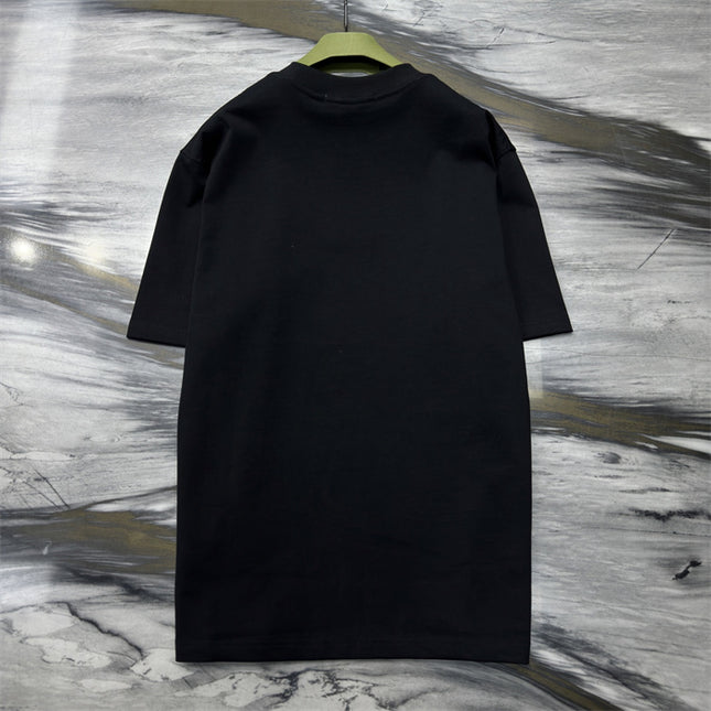 Gucci 2025ss Vintage Script Logo Design Metallic T-Shirt Black