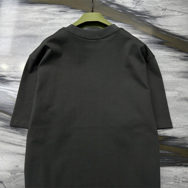 Gucci 2025ss Vintage Script Logo Metallic T‑shirt – Charcoal Grey